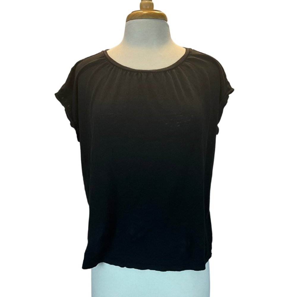 Ann Taylor LOFT Black Linen T-Shirt, Size L